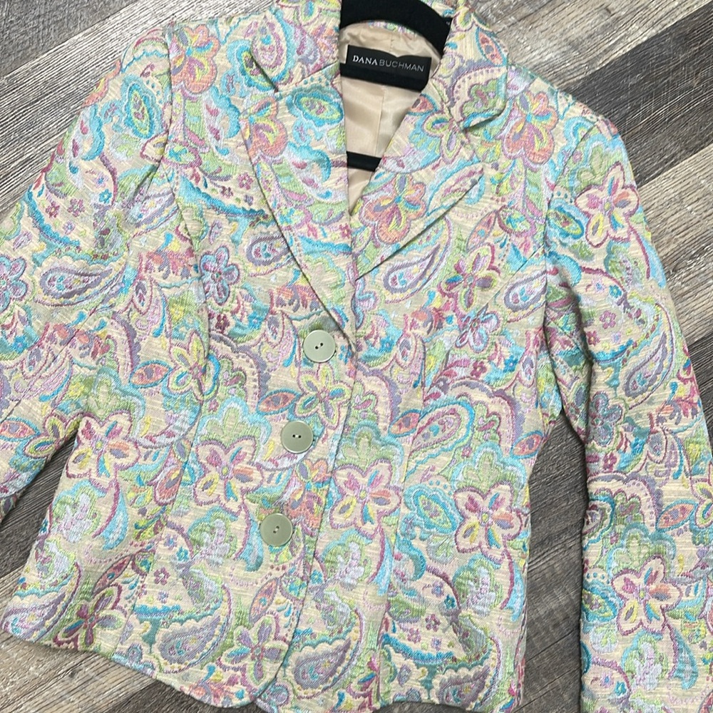 Vintage Dana Buchanan jacket - shimmery and floral pattern - never been worn